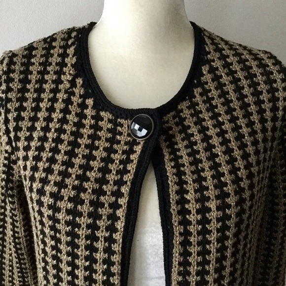 Jones New York Black and Metallic Gold Cardigan PM - Picture 2 of 8